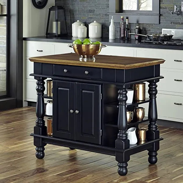 Homestyles Kitchen Island Americana Dual Side Storage Cabinet, 36 Inches High by 42 Inches Wide, Antique White