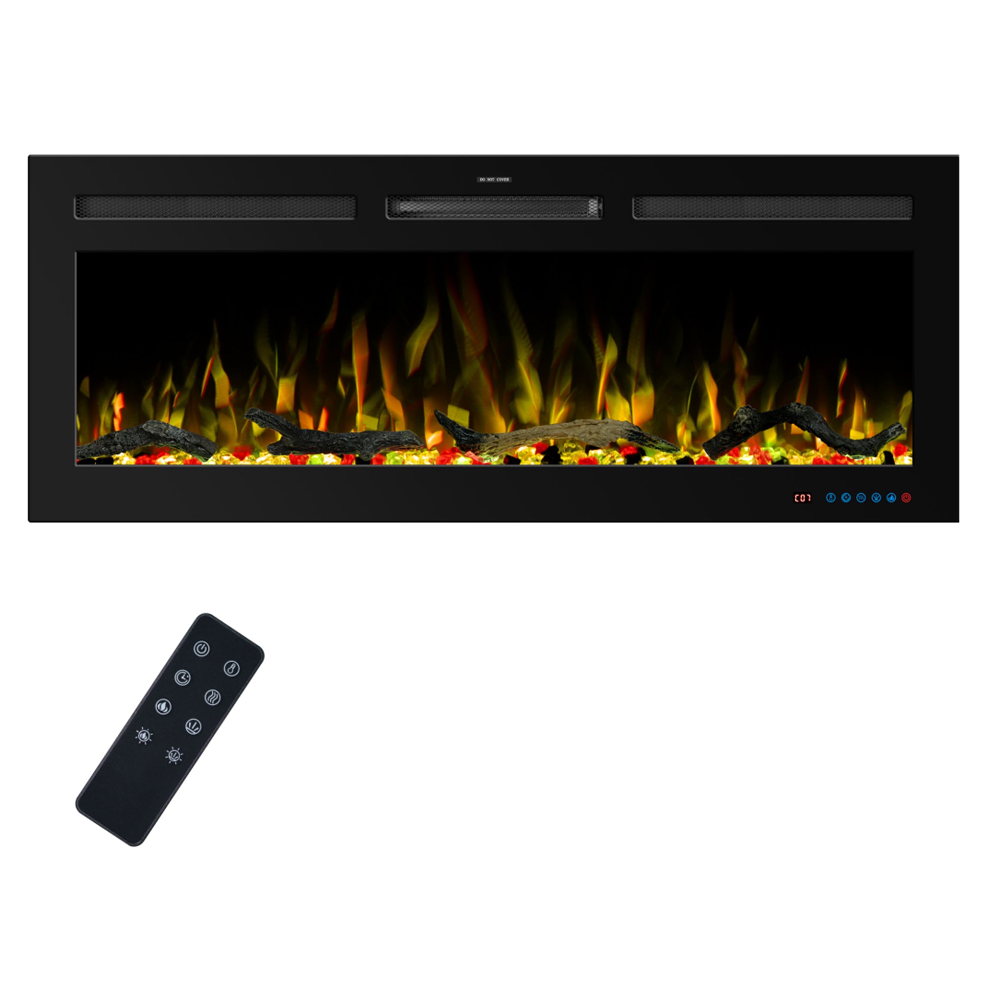 50" White LabelSmart Electric Fireplace with Inset & Wall-Mounted Installation - 13 Flame Colors, App/Remote/Voice Control (Alexa/Google Home)
