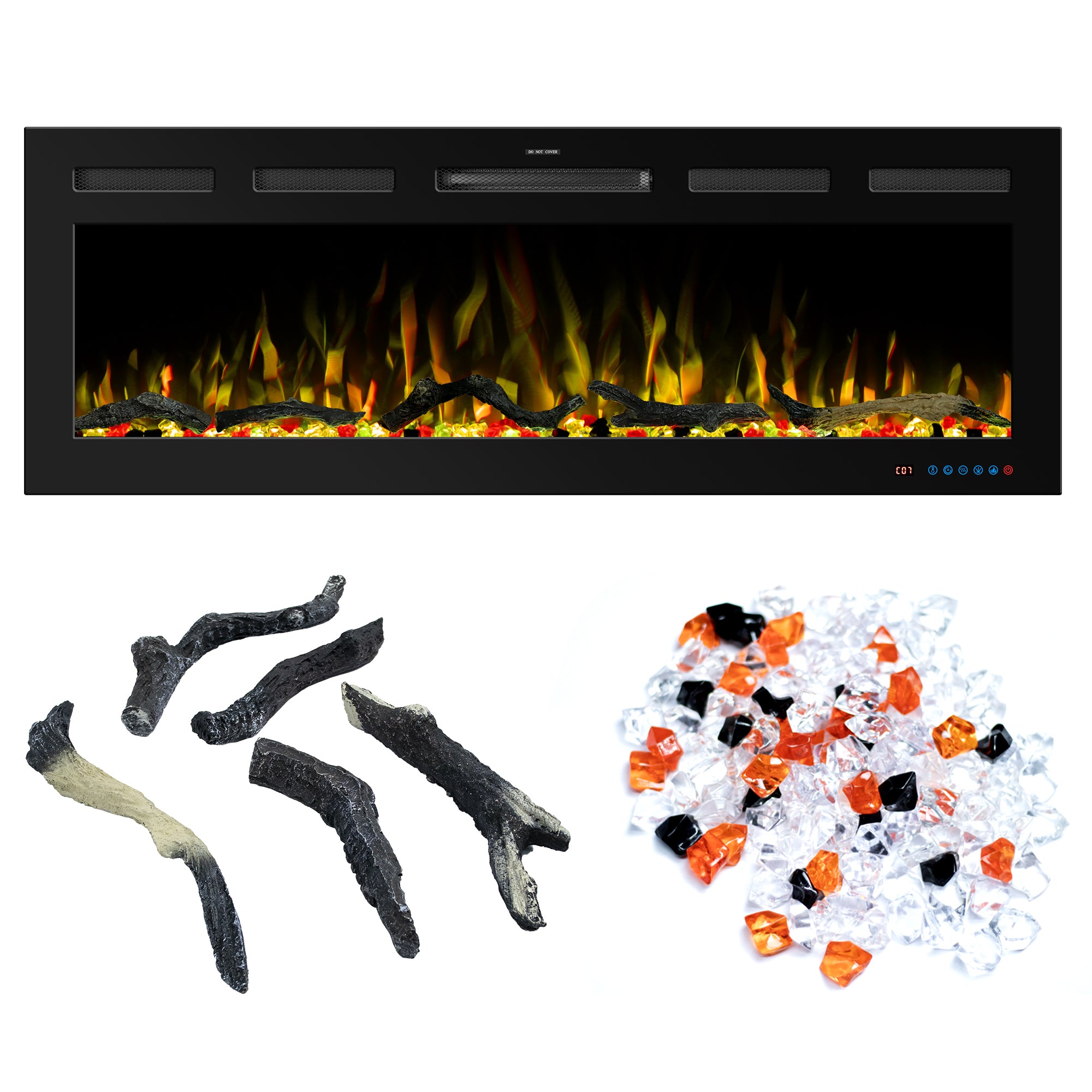 50" White LabelSmart Electric Fireplace with Inset & Wall-Mounted Installation - 13 Flame Colors, App/Remote/Voice Control (Alexa/Google Home)