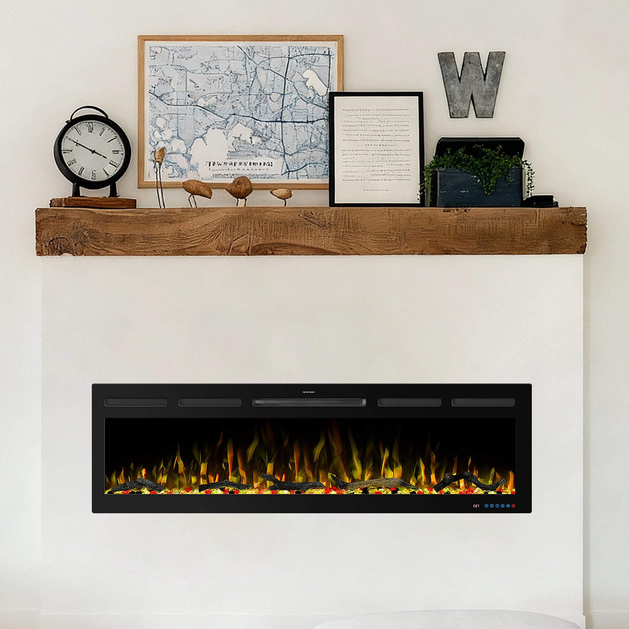 74" White LabelSmart Electric Fireplace with Inset & Wall-Mounted Installation - 13 Flame Colors, App/Remote/Voice Control (Alexa/Google Home)