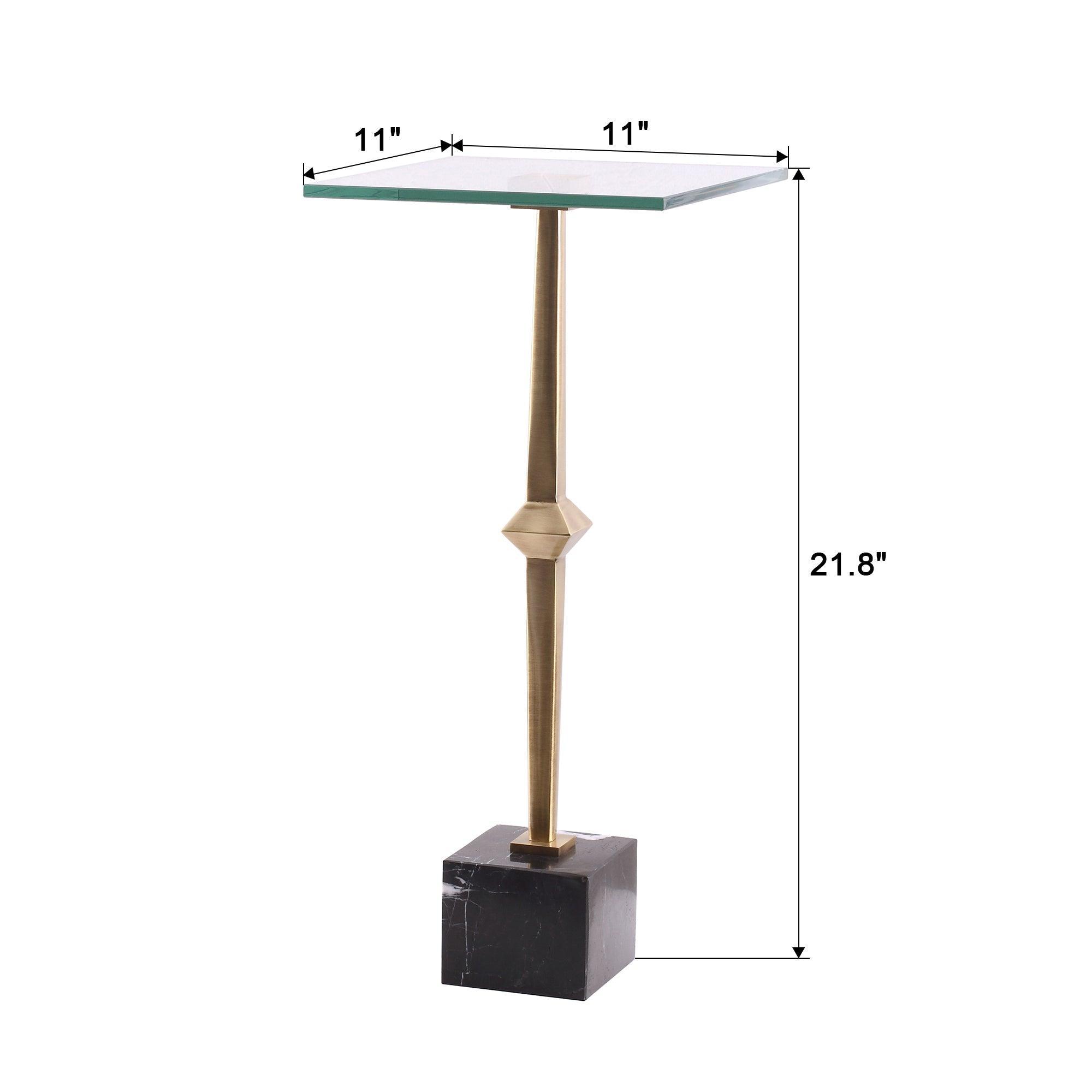 11" Square Side Table, Marble Base, Modern Compact Design