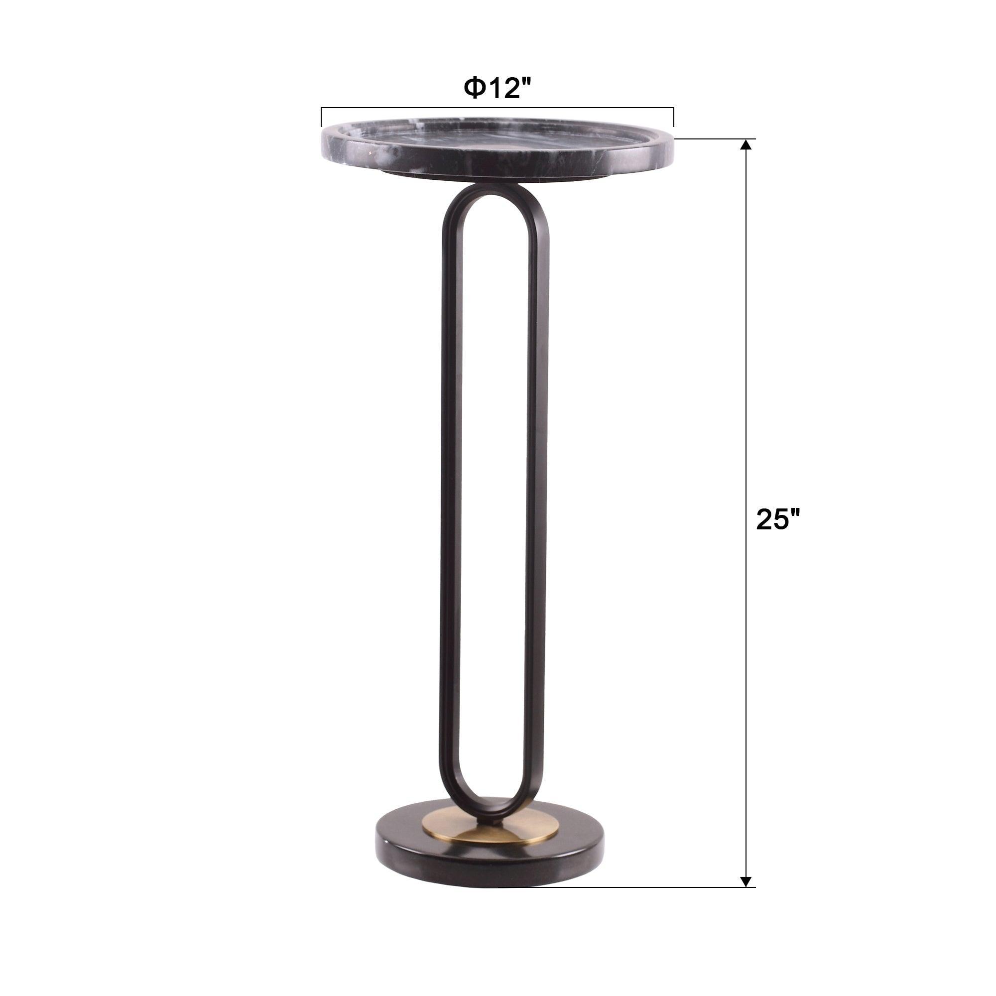 12" Black Round Side Table, Modern Compact Accent Design