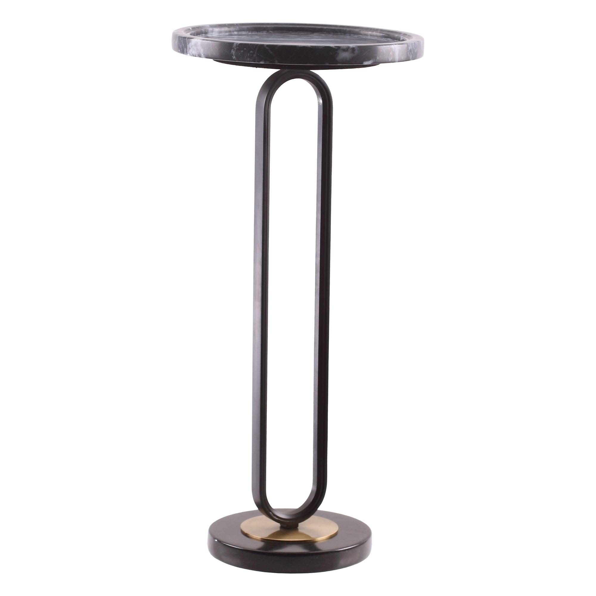 12" Black Round Side Table, Modern Compact Accent Design