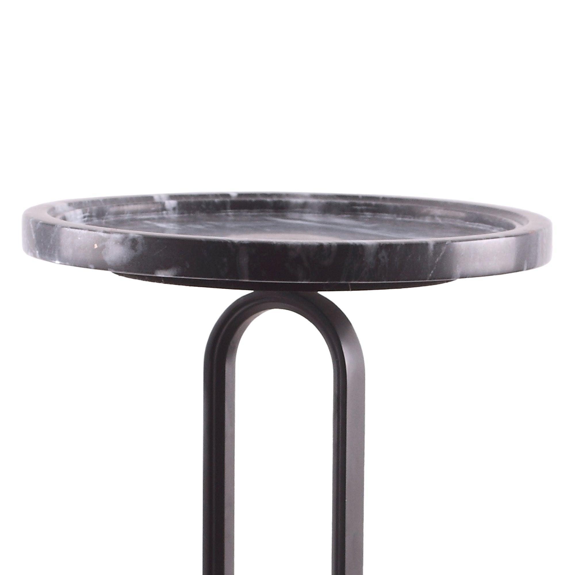 12" Black Round Side Table, Modern Compact Accent Design
