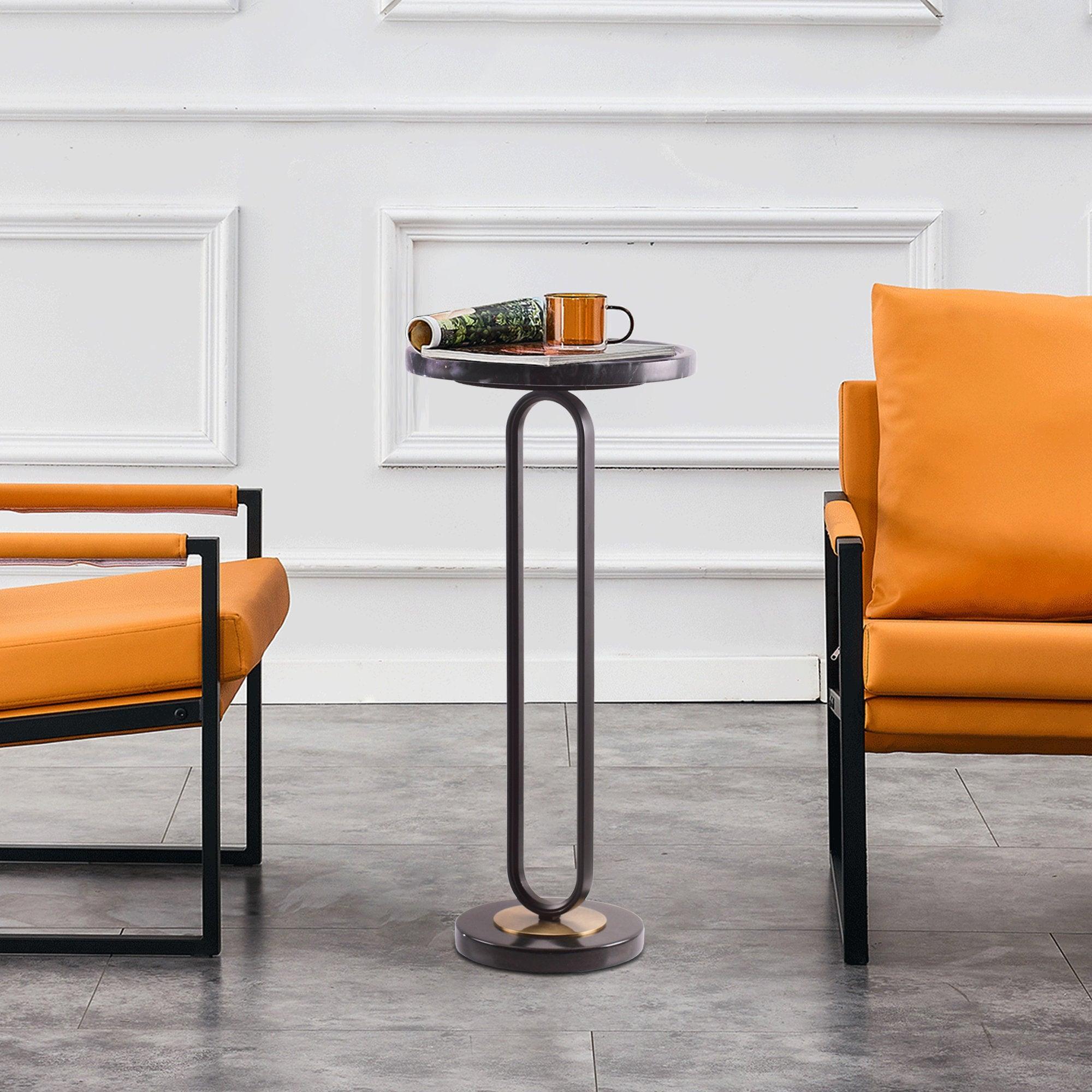 12" Black Round Side Table, Modern Compact Accent Design