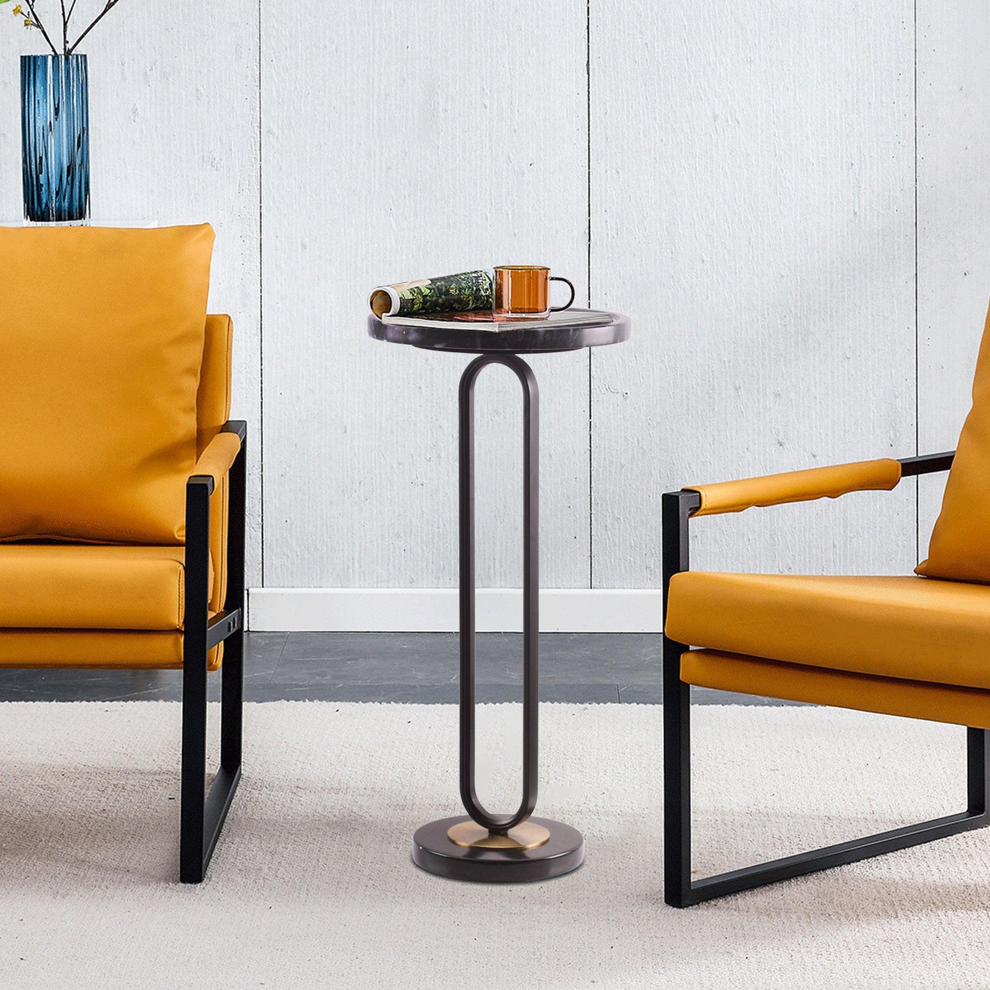 12" Black Round Side Table, Modern Compact Accent Design