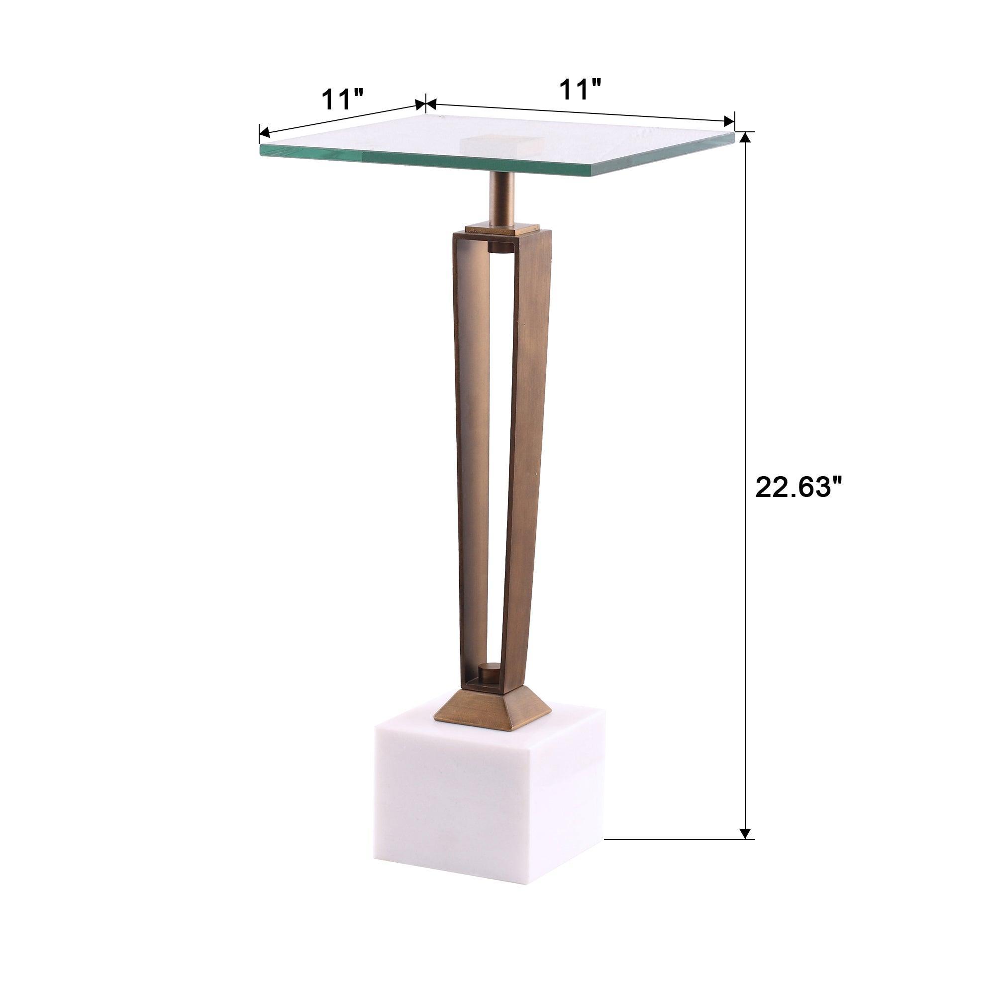 11" Modern Accent White Marble Martini Table
