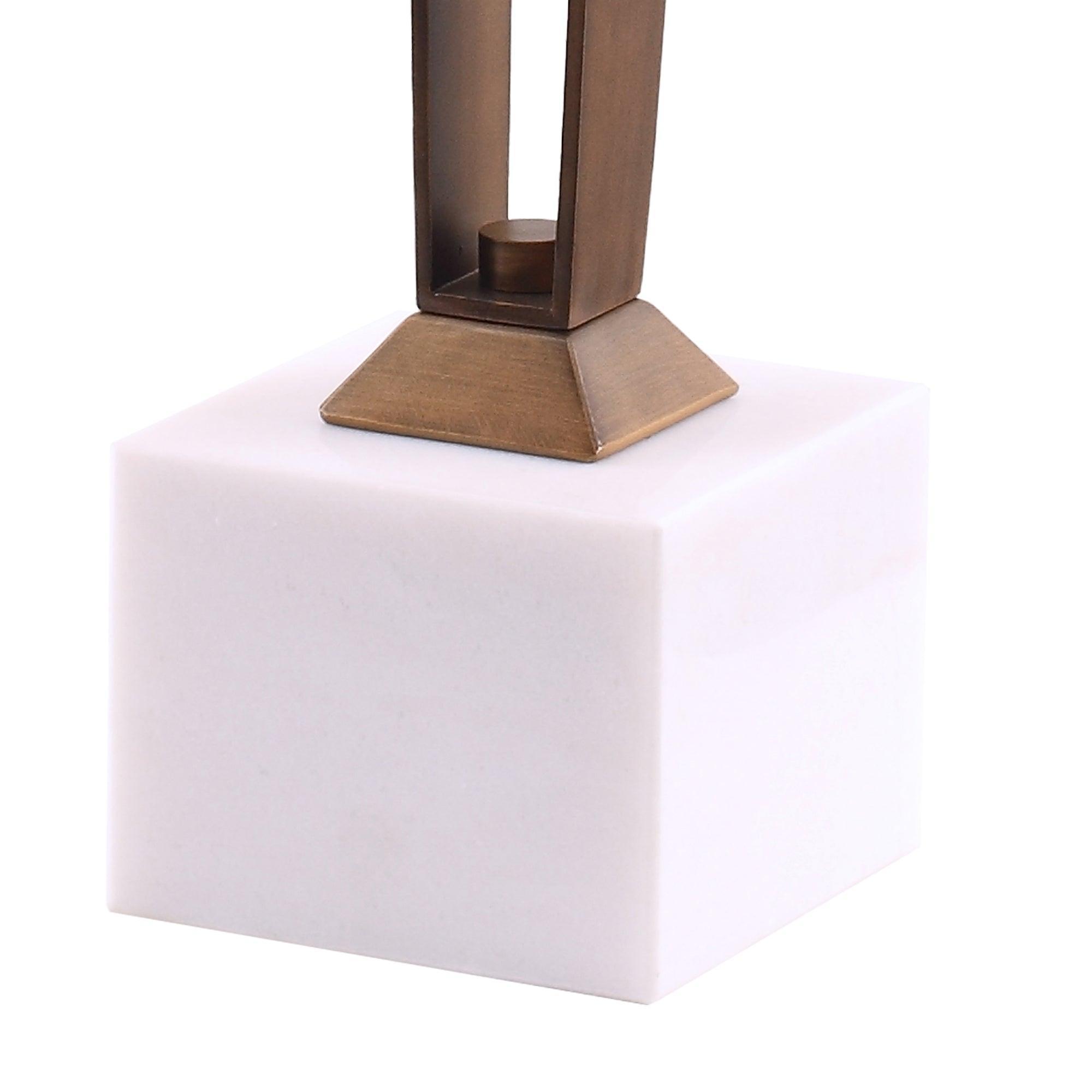 11" Modern Accent White Marble Martini Table