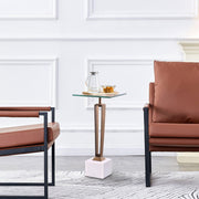 11" Modern Accent White Marble Martini Table