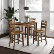 36"H Solid Rubberwood and Wood Veneer 5-Piece Counter Ht. Table Set