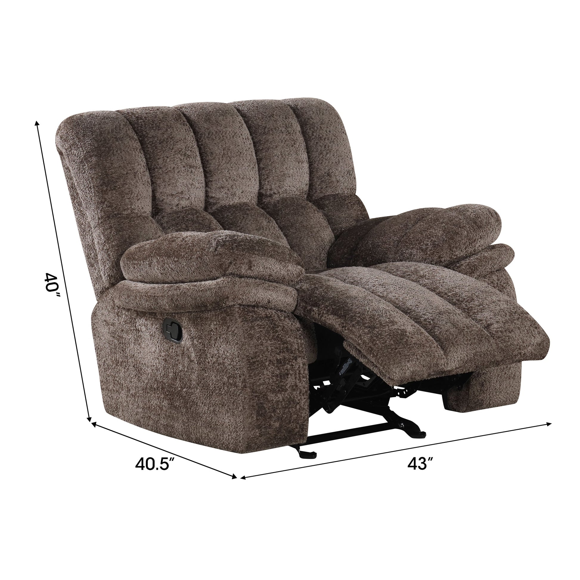 43" Leather Manual Glider Recliner with Biscuit-Padded Seat & Back