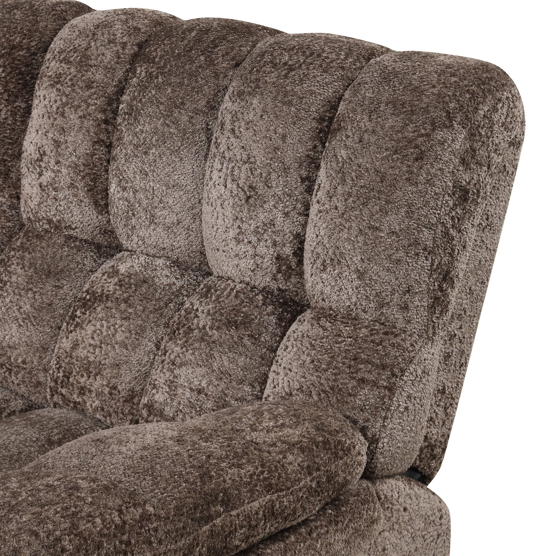 43" Leather Manual Glider Recliner with Biscuit-Padded Seat & Back