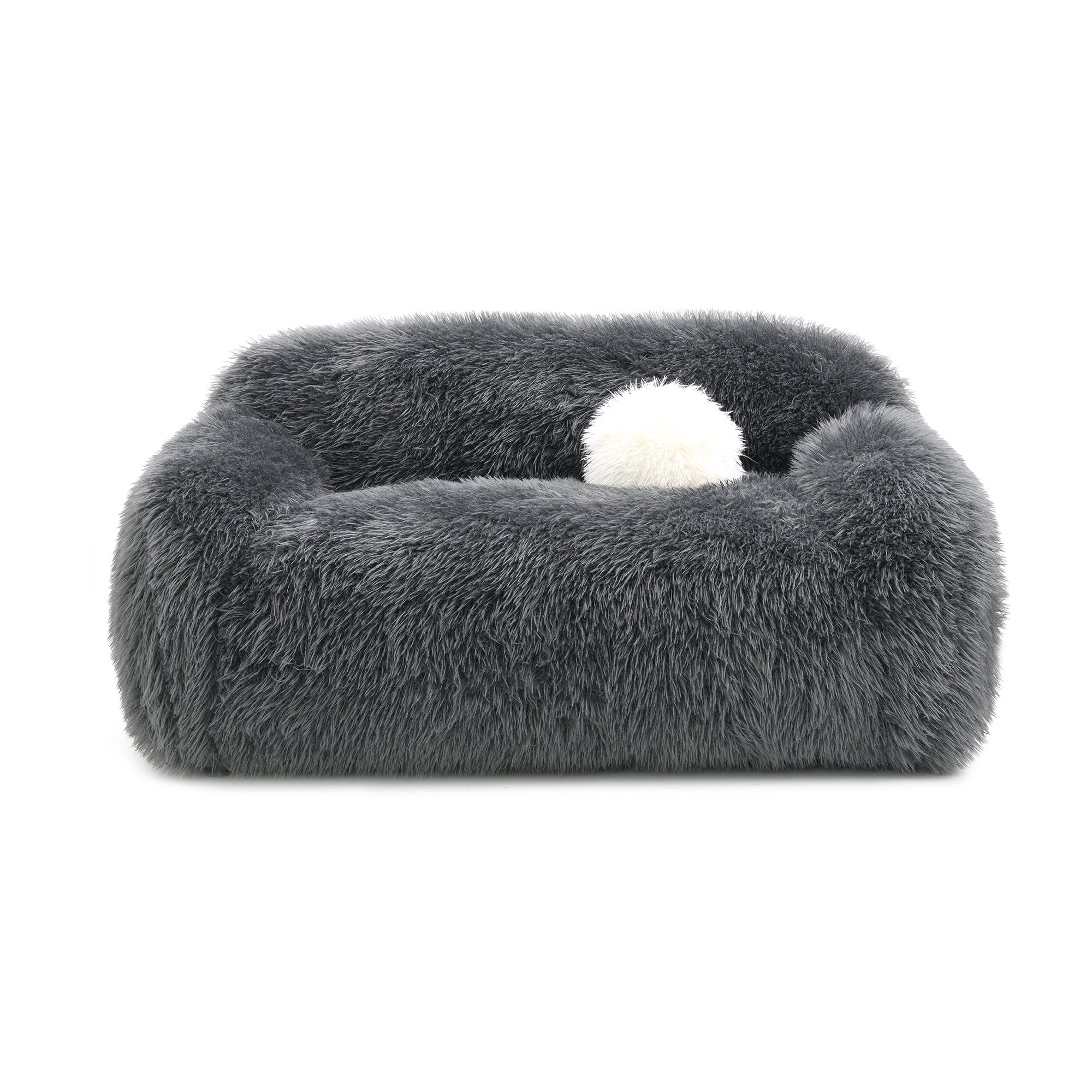 66 Inch Darwen Modern Faux Fur Loveseat with Ball Pillow