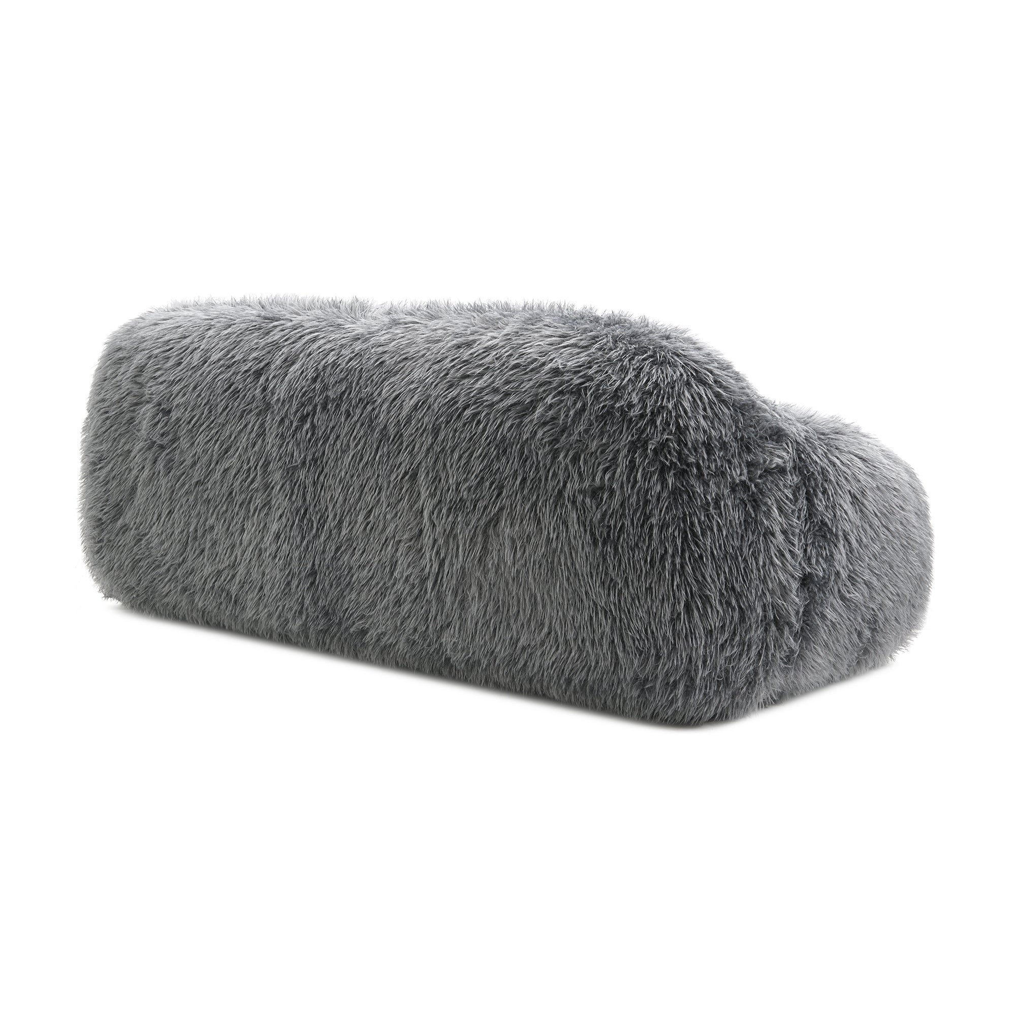 84 Inch Darwen Modern Faux Fur Sofa with Ball Pillow for Living Room
