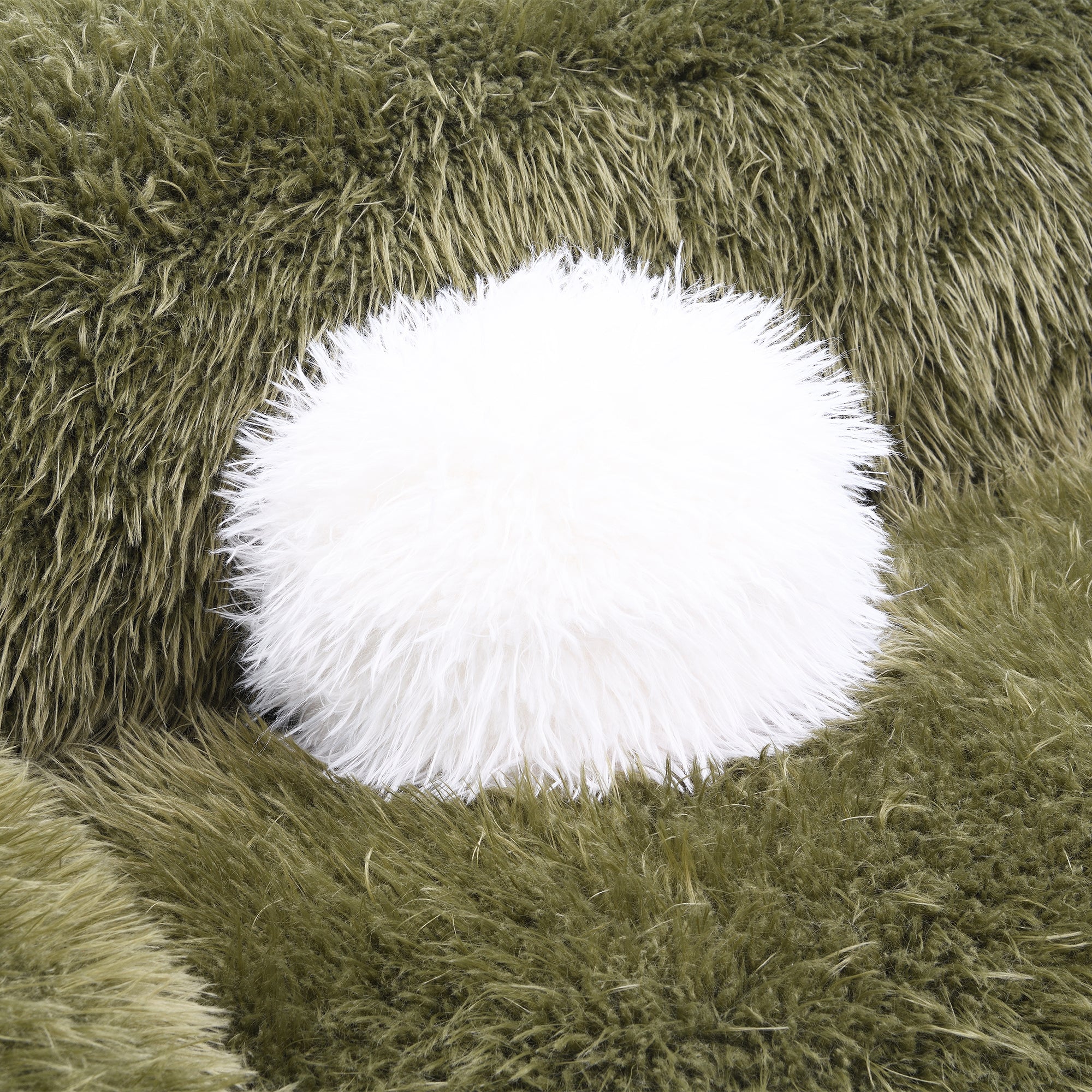 84 Inch Darwen Modern Faux Fur Sofa with Ball Pillow for Living Room
