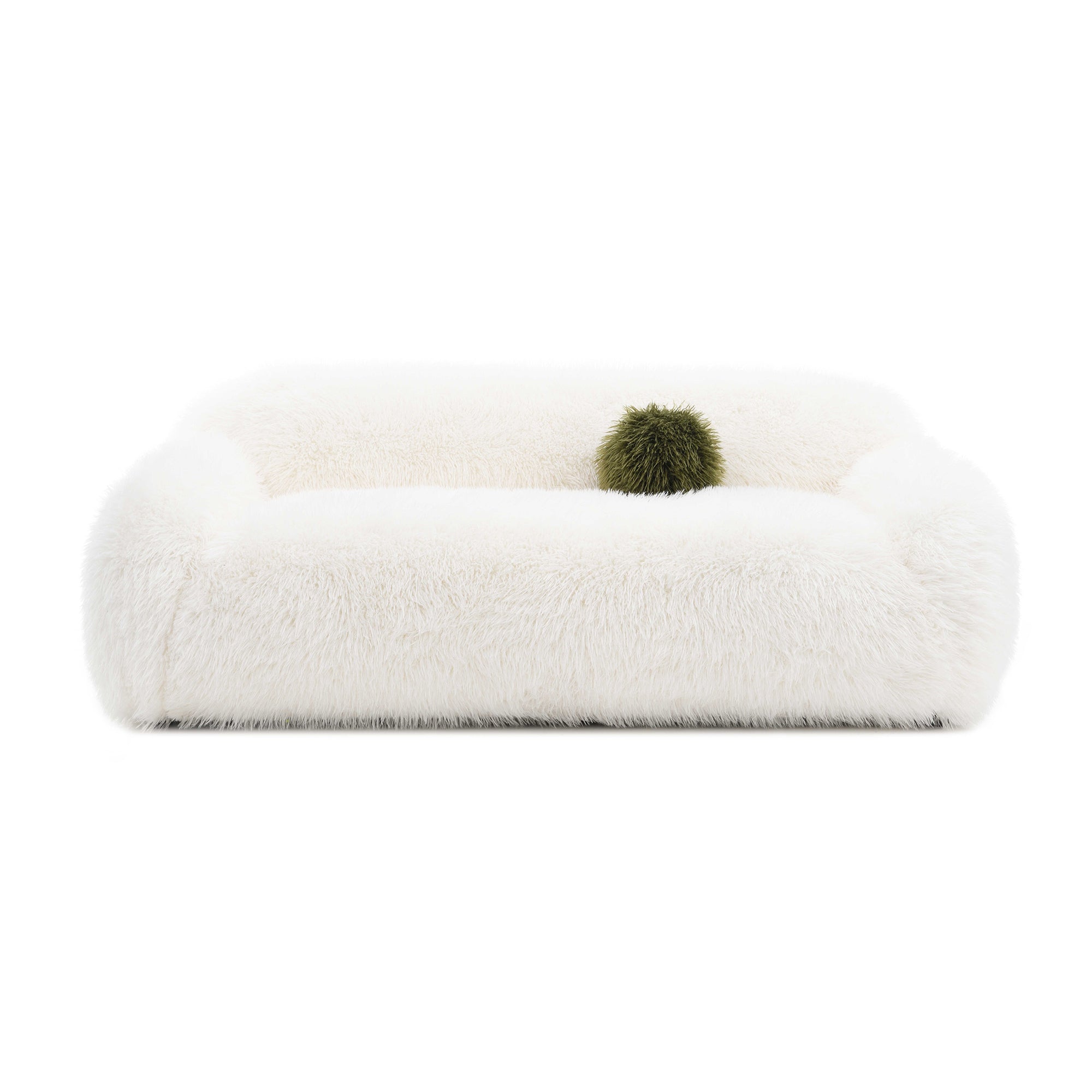 84 Inch Darwen Modern Faux Fur Sofa with Ball Pillow for Living Room