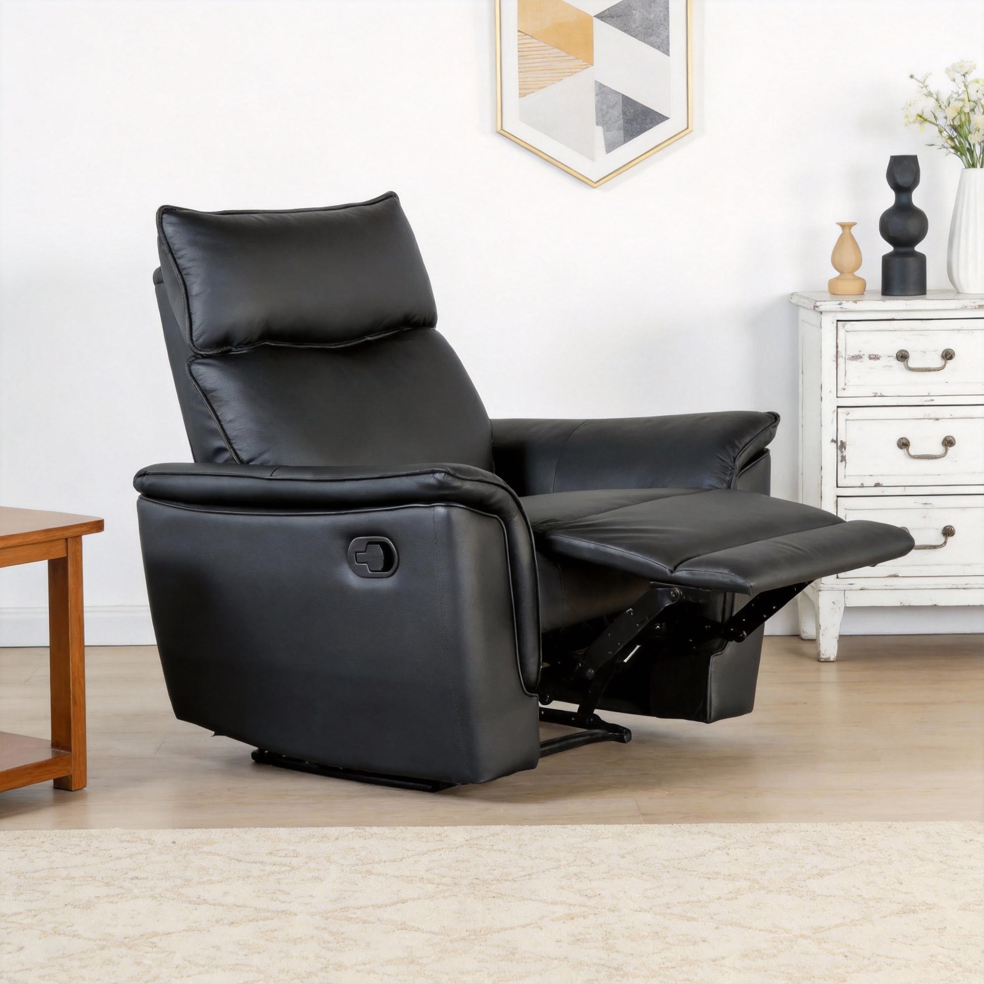 Bienne 38.5" Leather Match Recliner Chair with Manual Function