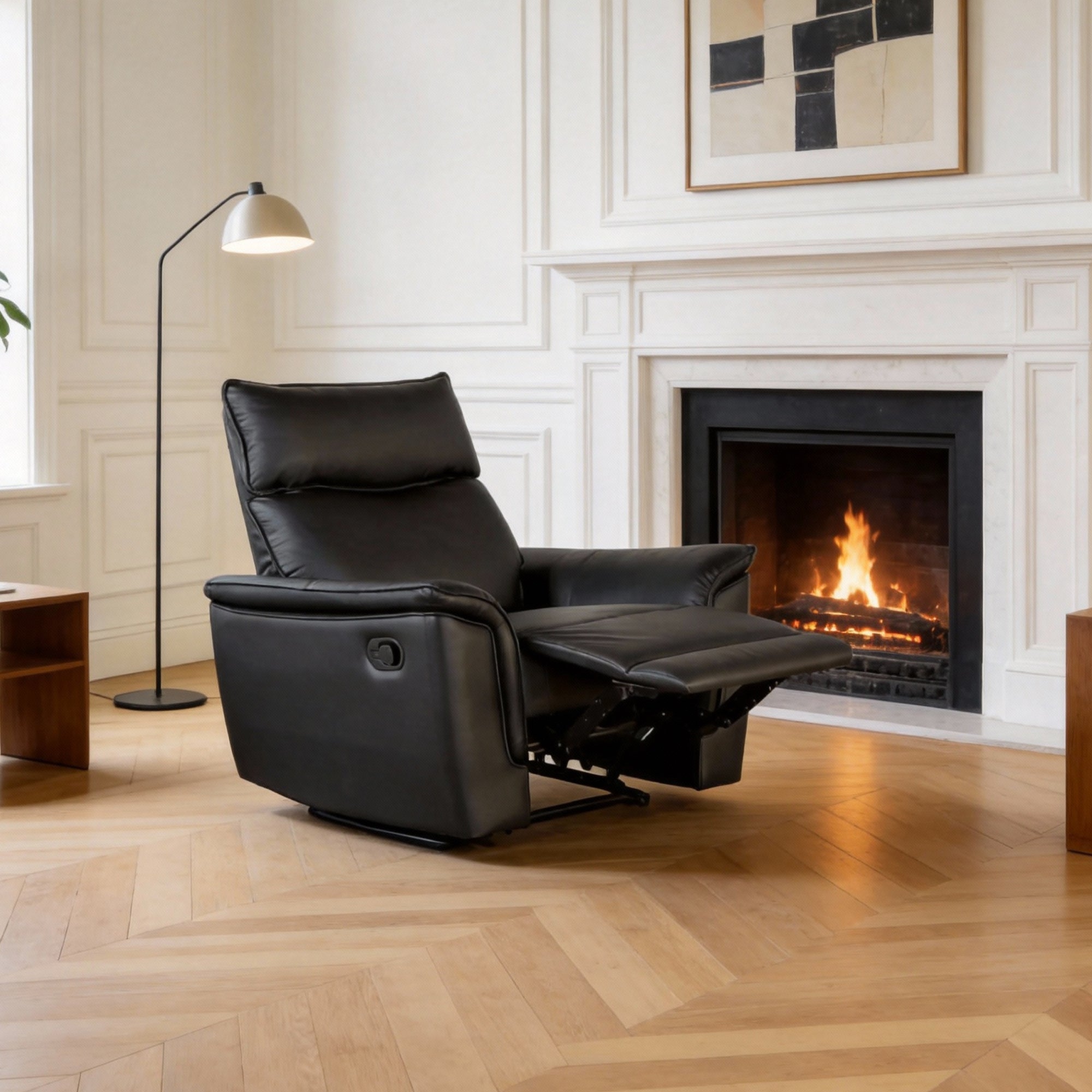 Bienne 38.5" Leather Match Recliner Chair with Manual Function