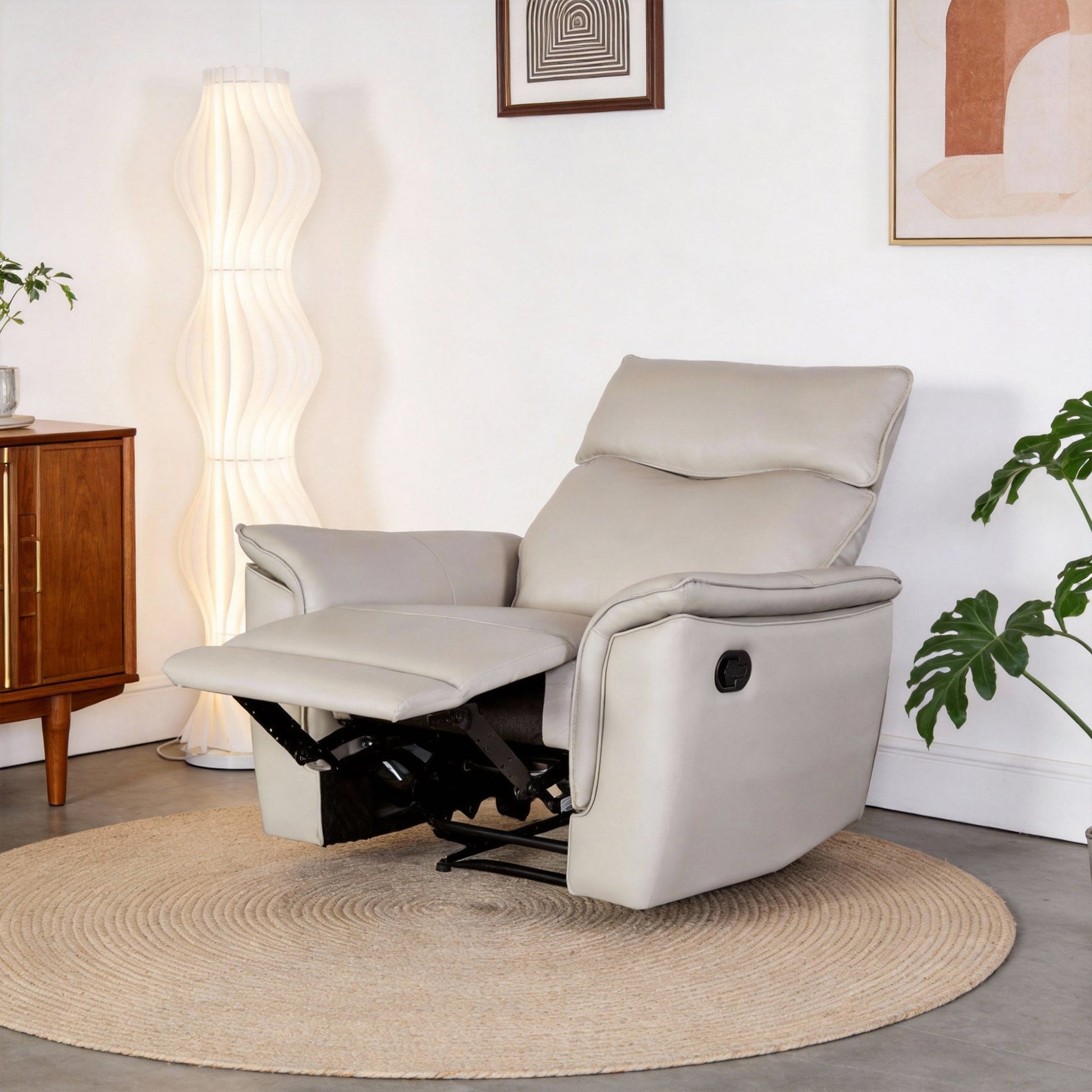 Bienne 38.5" Leather Match Recliner Chair with Manual Function
