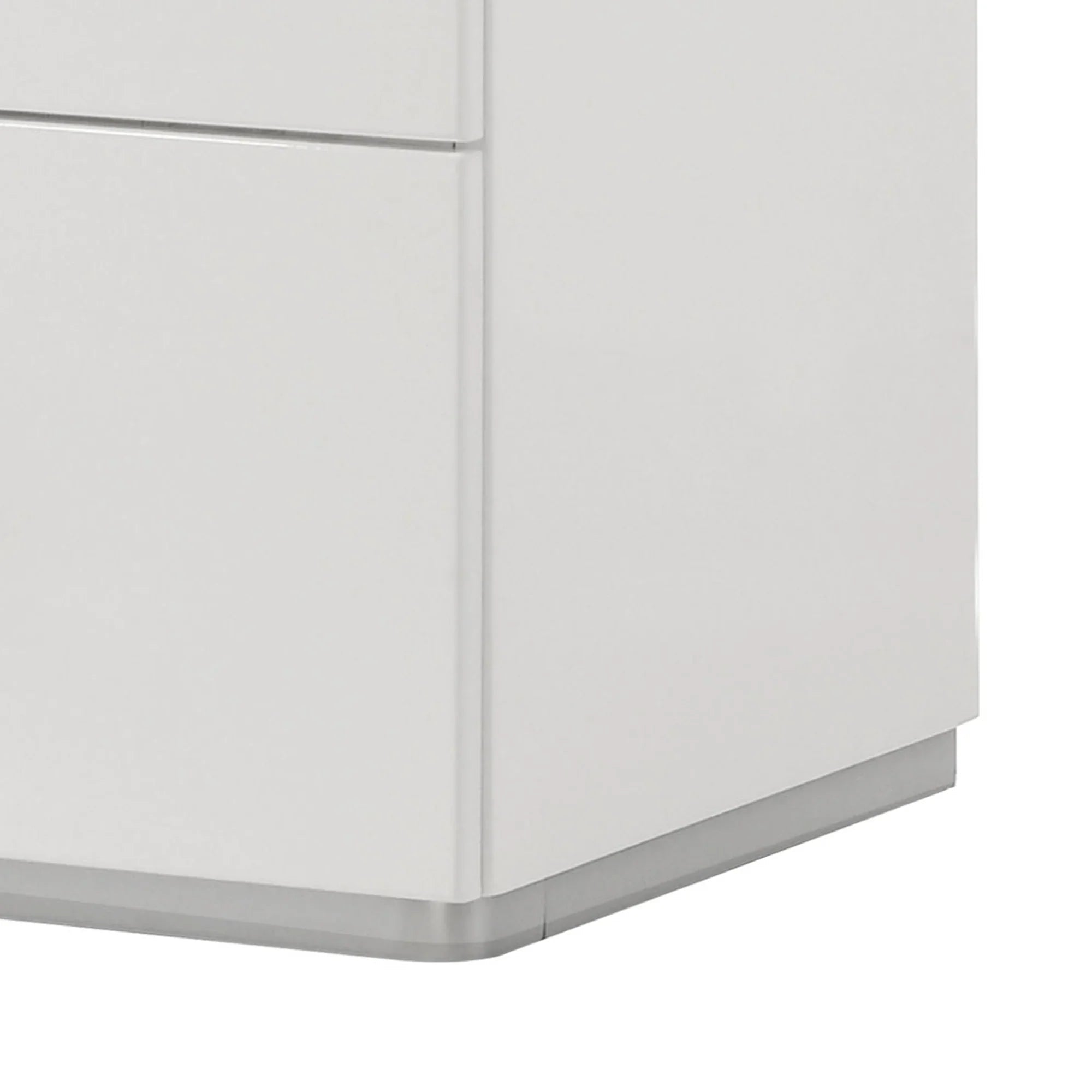 Stoholm Modern White Nightstand with 2-Drawer and Chrome Handles