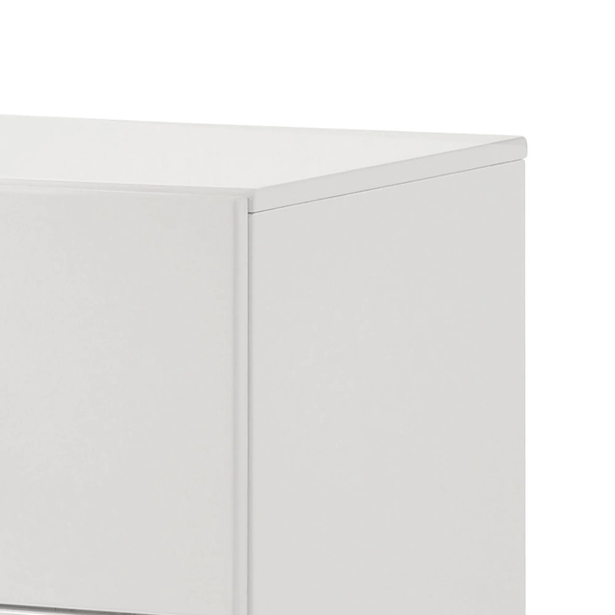 Stoholm Modern White Nightstand with 2-Drawer and Chrome Handles