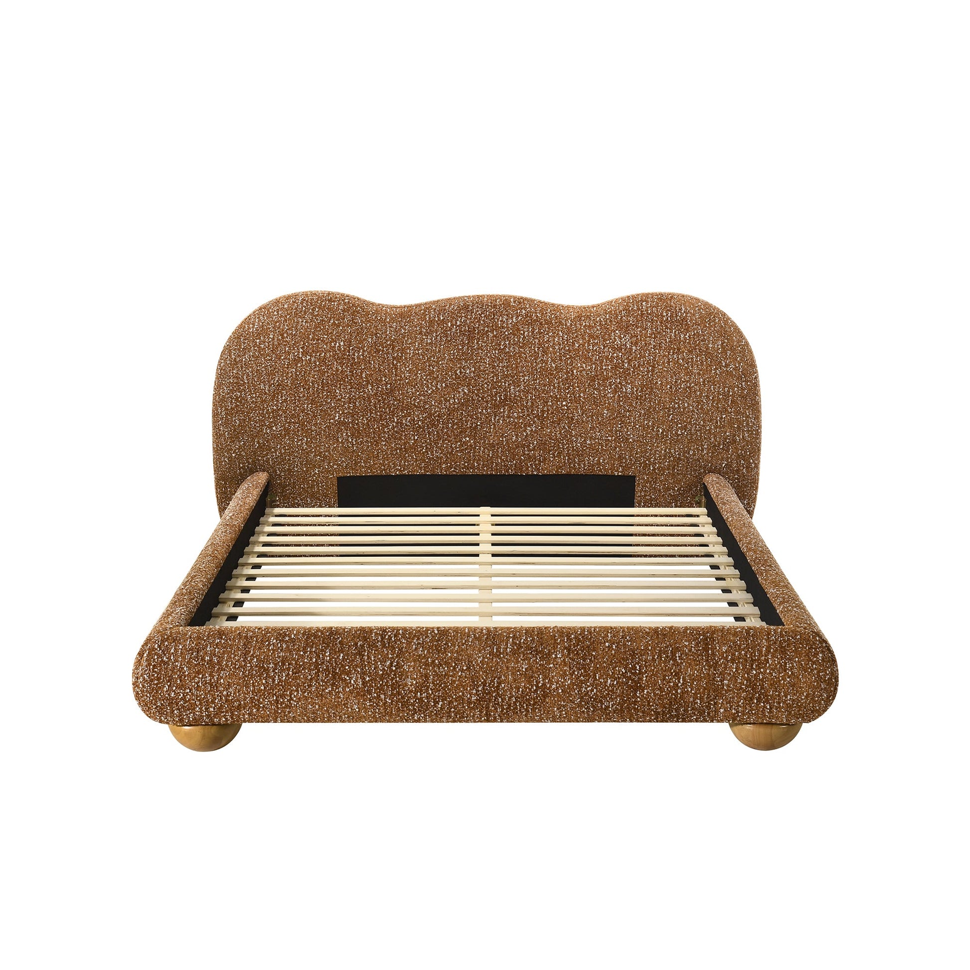 Finamore E.King & Queen Frame Platform Bed with Round Bun Wood Feet