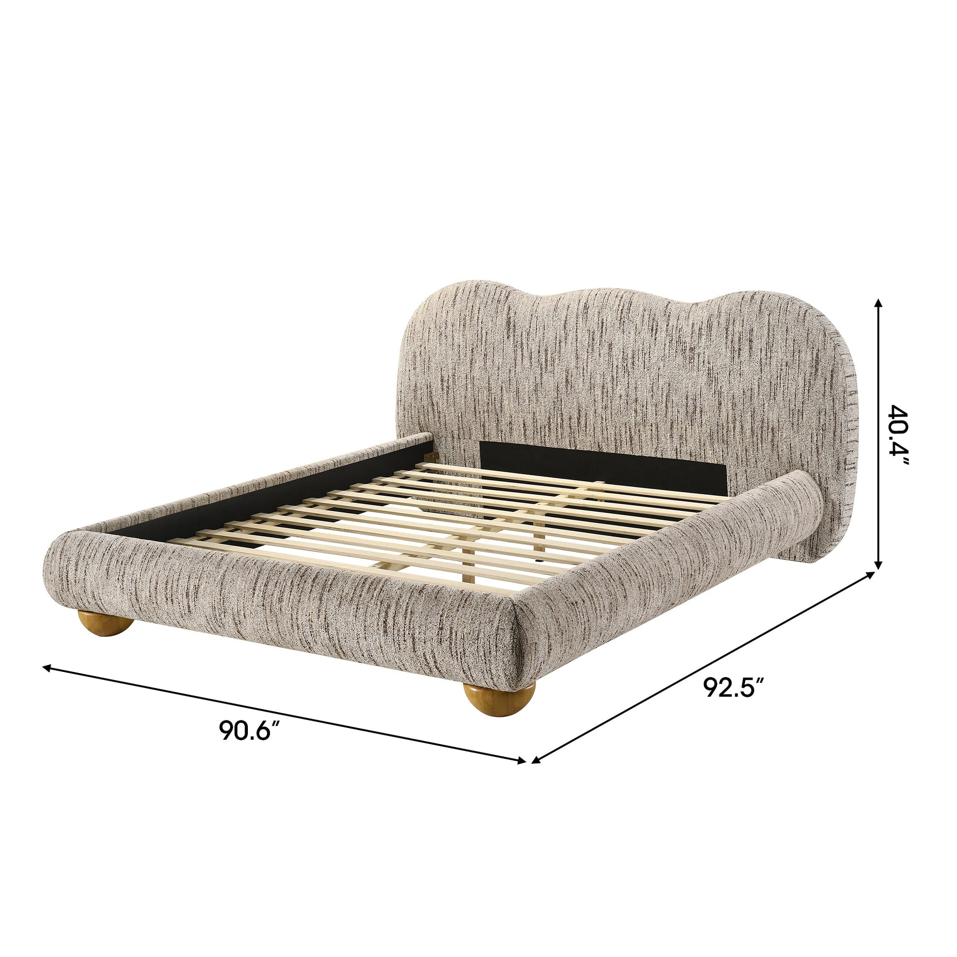 Finamore E.King & Queen Frame Platform Bed with Round Bun Wood Feet