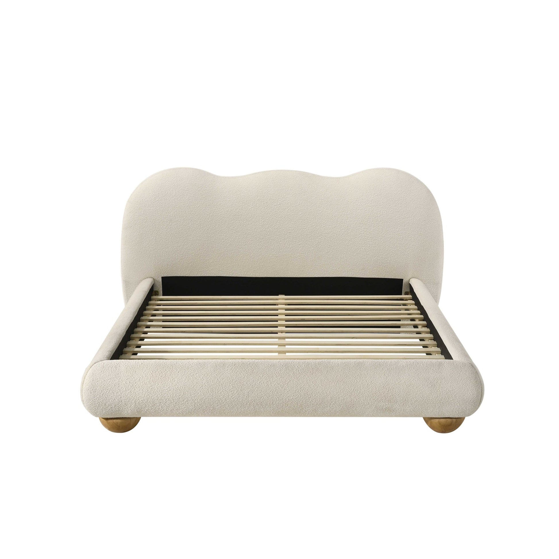 Finamore E.King & Queen Frame Platform Bed with Round Bun Wood Feet