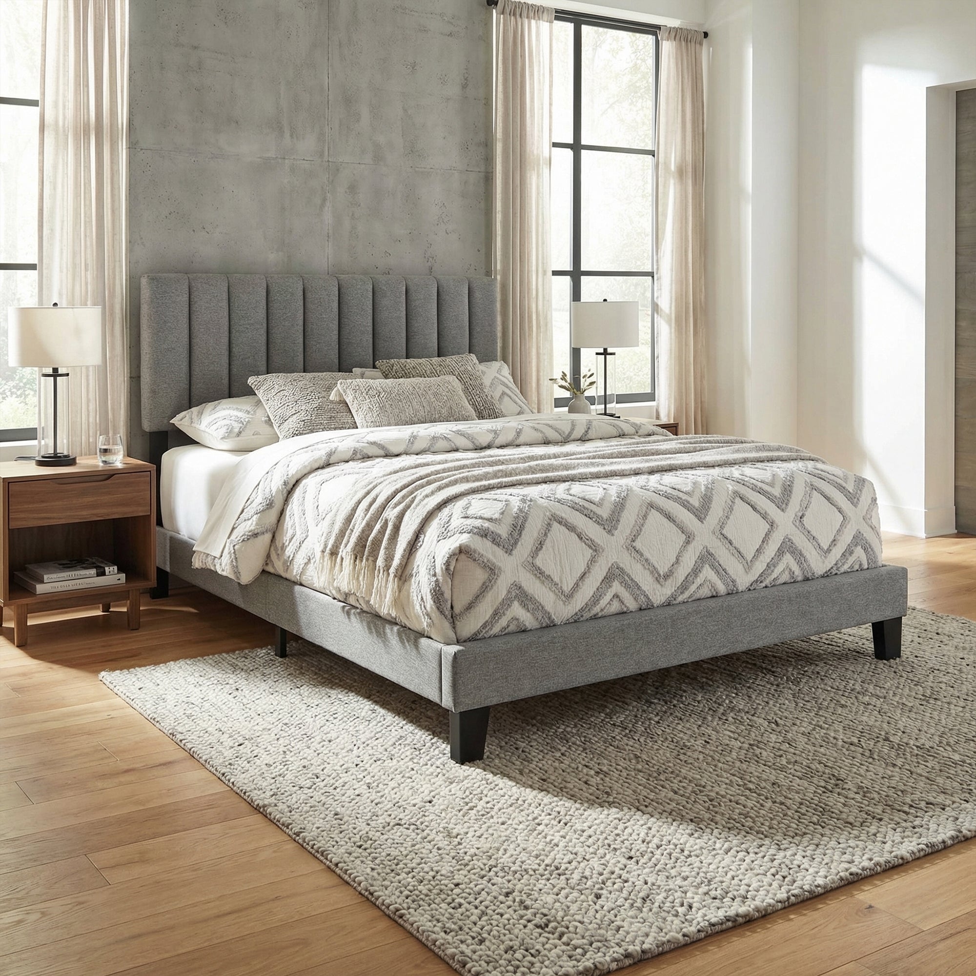 Altimari E.King & Queen Channeled Headboard Frame Platform Bed