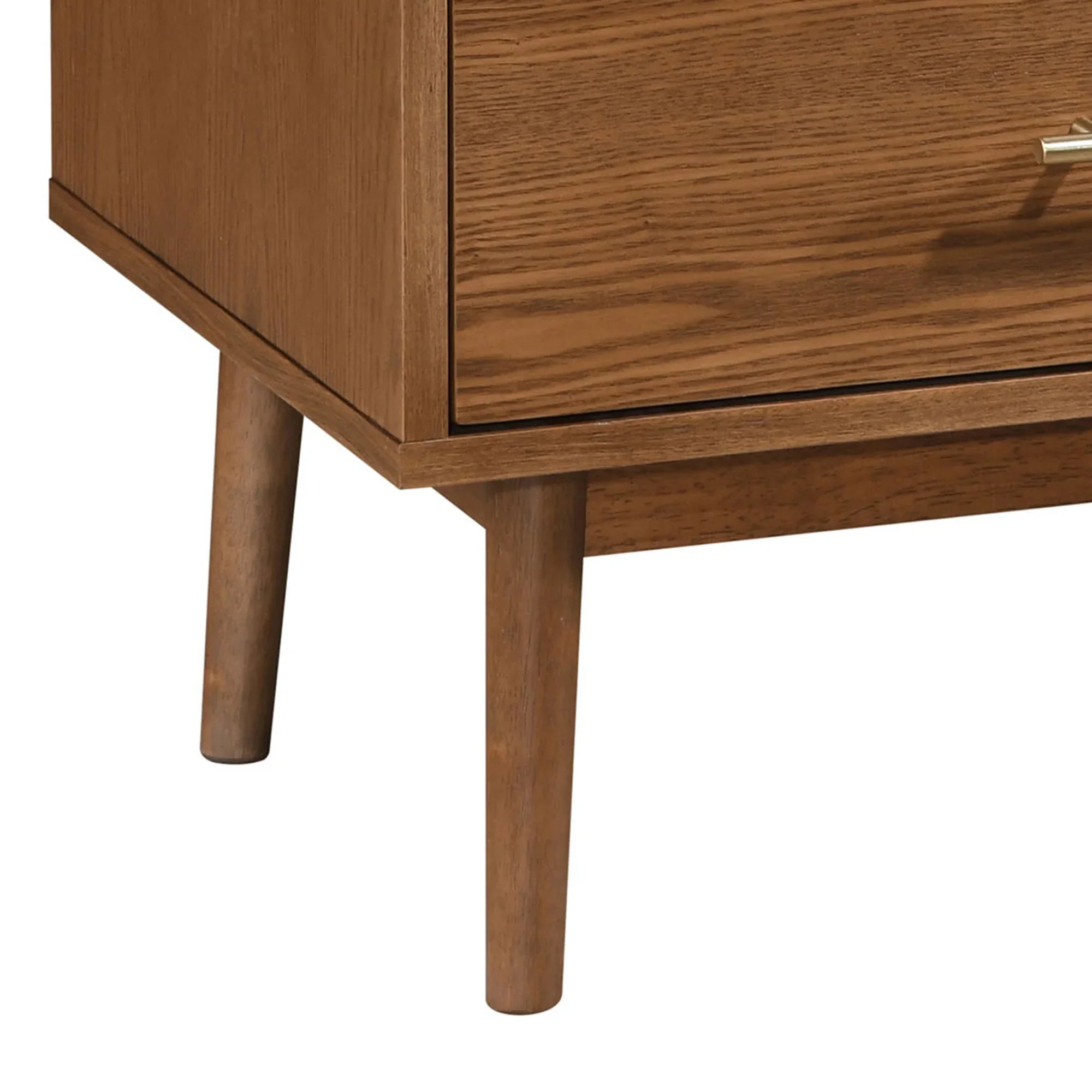 Tromso Mid-Century Modern 23" Walnut Nightstand with 2-Drawer and Round Tapered Legs