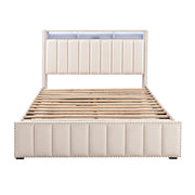 Farese Full & Queen Platform Bed Frame Storage Headboard with LED Light, No Box Spring Needed