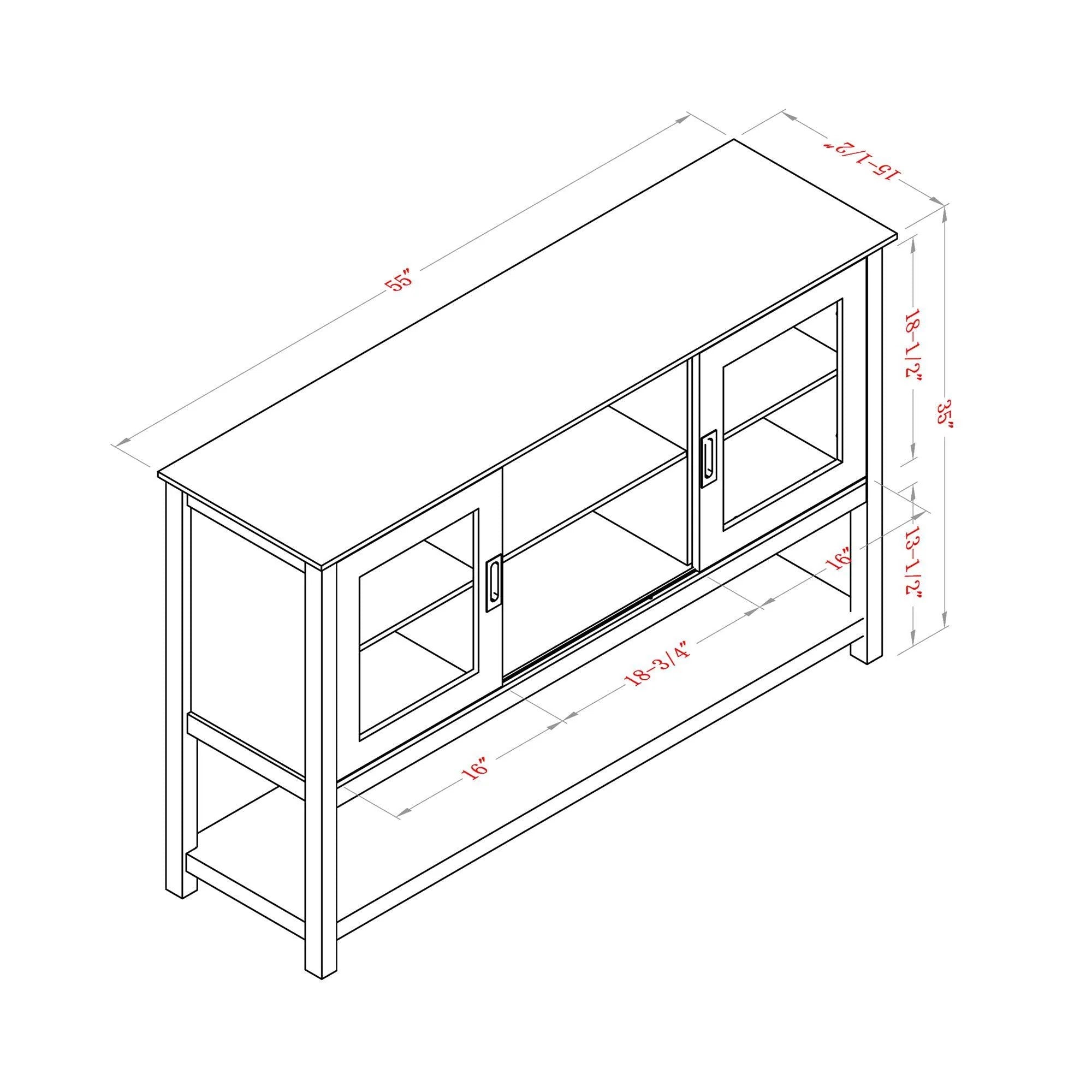 Vanub Gray MDF Console Cabinet with Sliding Door - Vanub
