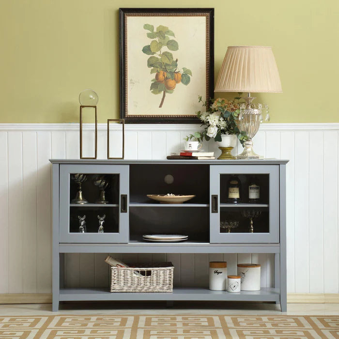 Vanub Gray MDF Console Cabinet with Sliding Door - Vanub