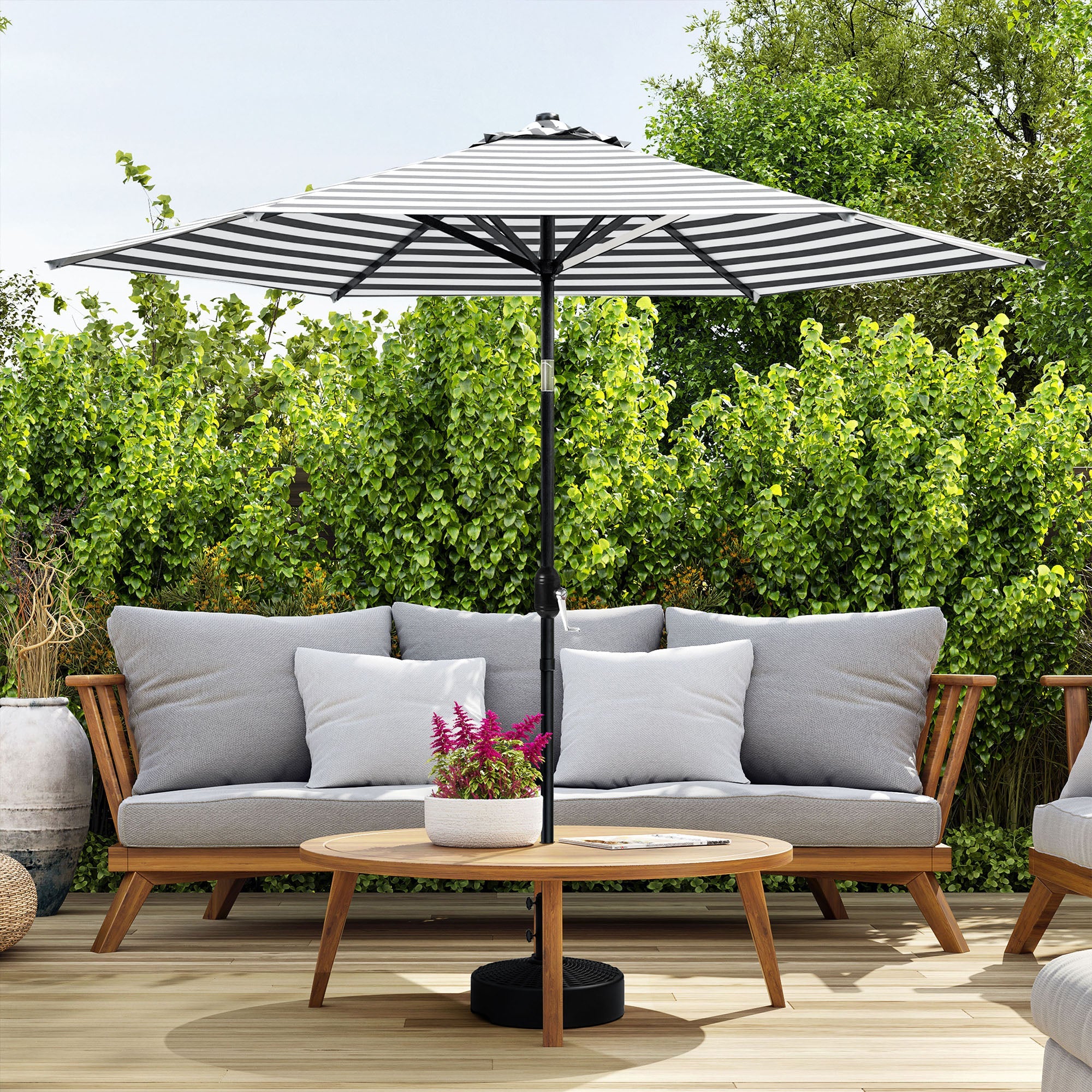 Halo Modern 8.8' Outdoor Tilting Umbrella Tilt-Adjustable with UV 50+, Base Excluded