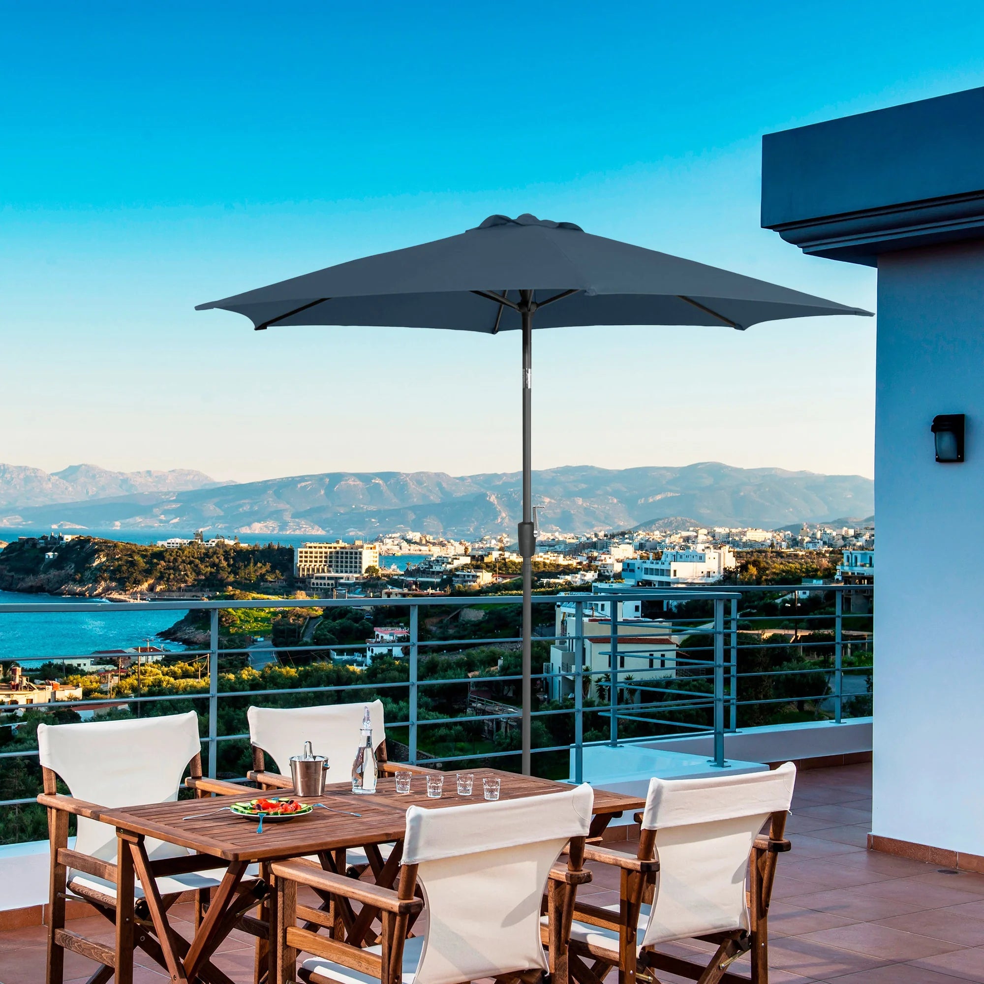 Halo Modern 8.8' Outdoor Tilting Umbrella Tilt-Adjustable with UV 50+, Base Excluded