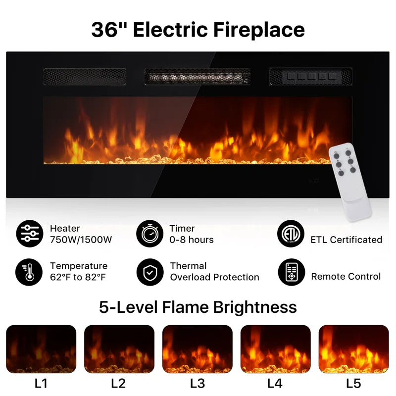70'' TV Stand with Electric Fireplace and Adjustable Shelves