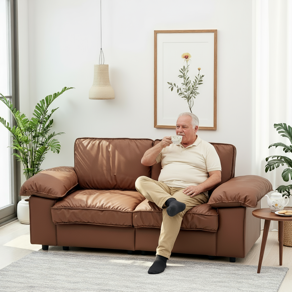 78.74" Brown Faux Leather Storage Loveseat – 2-Seat Modern Couch with Hidden Compartment for Small Spaces/Living Rooms/Apartments/Offices