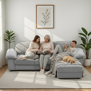 105.5" Upholstered L-Shaped Sectional Sofa – Modern Fabric Couch with Chaise & Ottoman, Deep-Seat Comfort for Living Rooms/Apartments