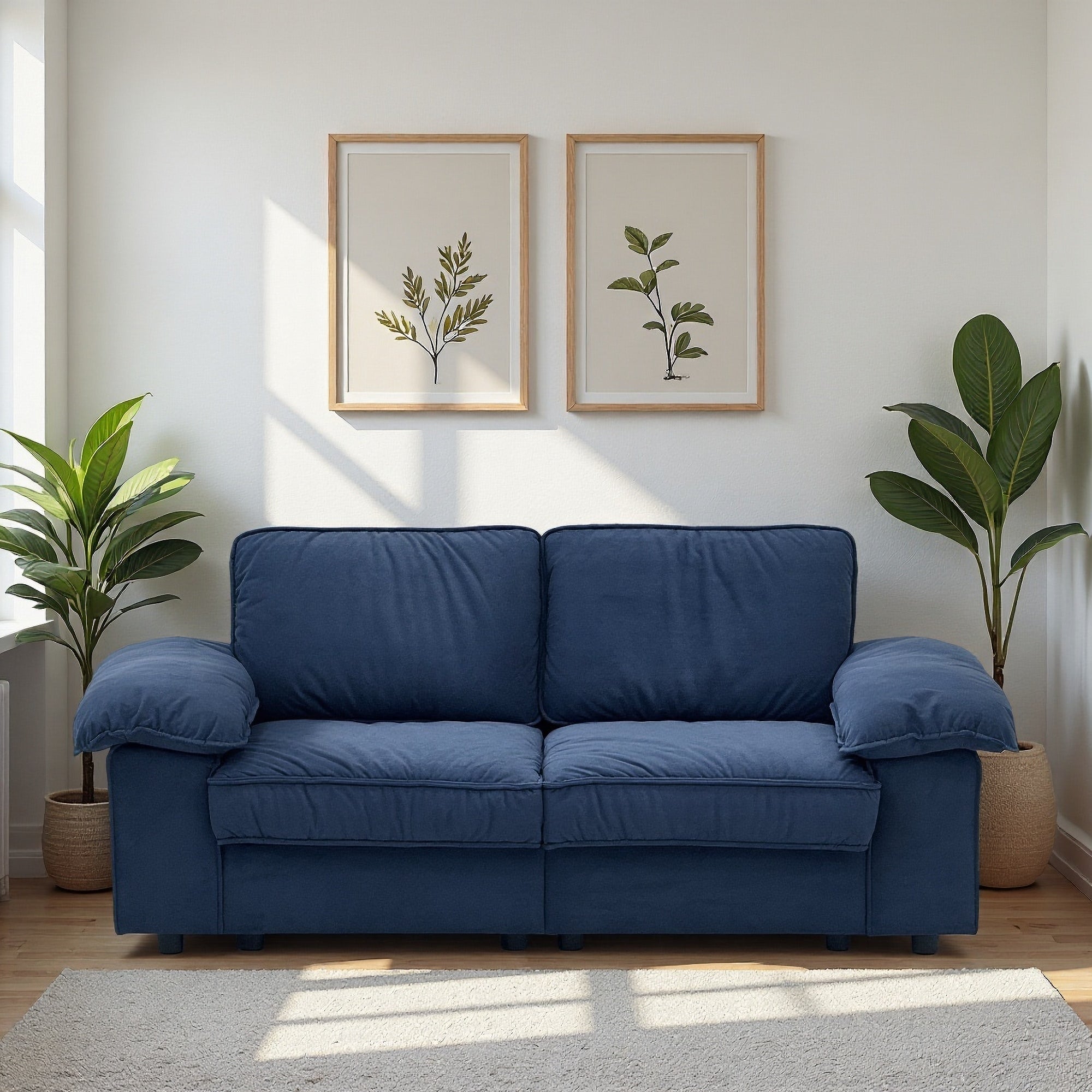 78.74" Space-Saving Storage Loveseat – Blue 2-Seat Contemporary Couch with Hidden Storage for Living Rooms/Small Homes