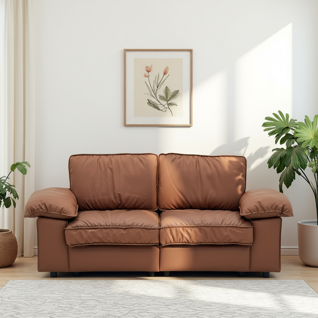 78.74" Brown Faux Leather Storage Loveseat – 2-Seat Modern Couch with Hidden Compartment for Small Spaces/Living Rooms/Apartments/Offices