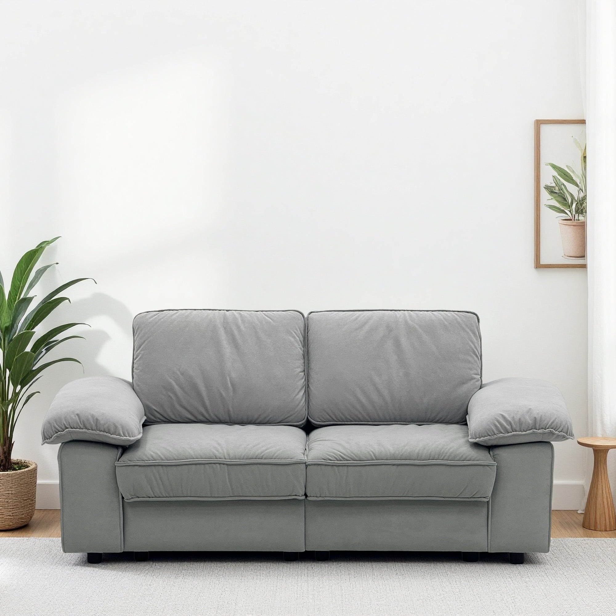 78.74" Gray Velvet Compact Loveseat – 2-Seat Space-Saving Couch with Hidden Storage for Small Apartments/Studios