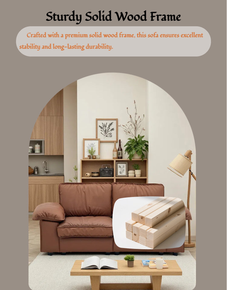 78.74" Brown Faux Leather Storage Loveseat – 2-Seat Modern Couch with Hidden Compartment for Small Spaces/Living Rooms/Apartments/Offices