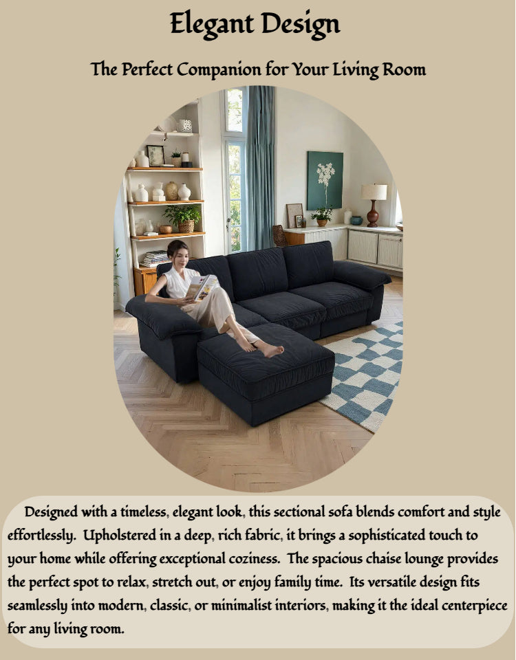 105.5" Upholstered L-Shaped Sectional Sofa with Storage – Modern Deep-Cushion Fabric Couch, Space-Saving for Apartments & Living Rooms