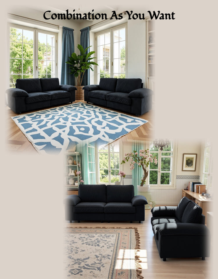 78.74" Black Velvet Compact Loveseat – 2-Seat Space-Saving Couch with Hidden Storage for Small Apartments/Studios