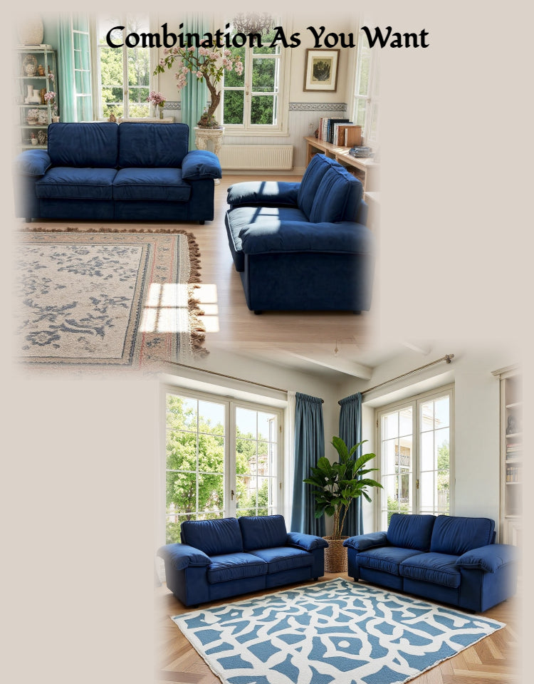 78.74" Space-Saving Storage Loveseat – Blue 2-Seat Contemporary Couch with Hidden Storage for Living Rooms/Small Homes
