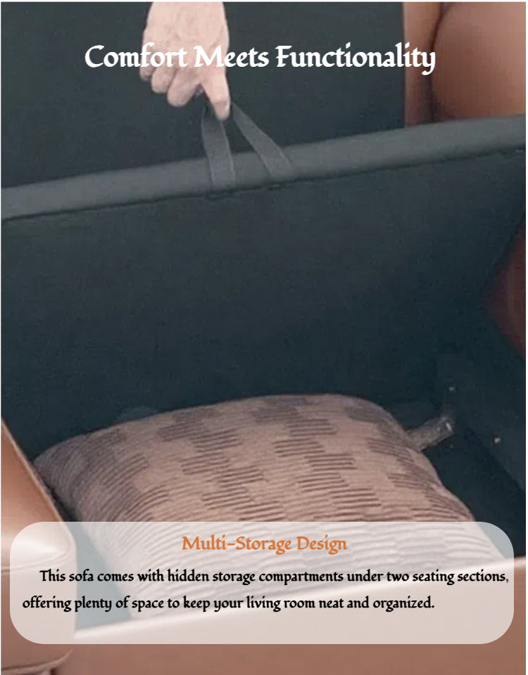 78.74" Brown Faux Leather Storage Loveseat – 2-Seat Modern Couch with Hidden Compartment for Small Spaces/Living Rooms/Apartments/Offices