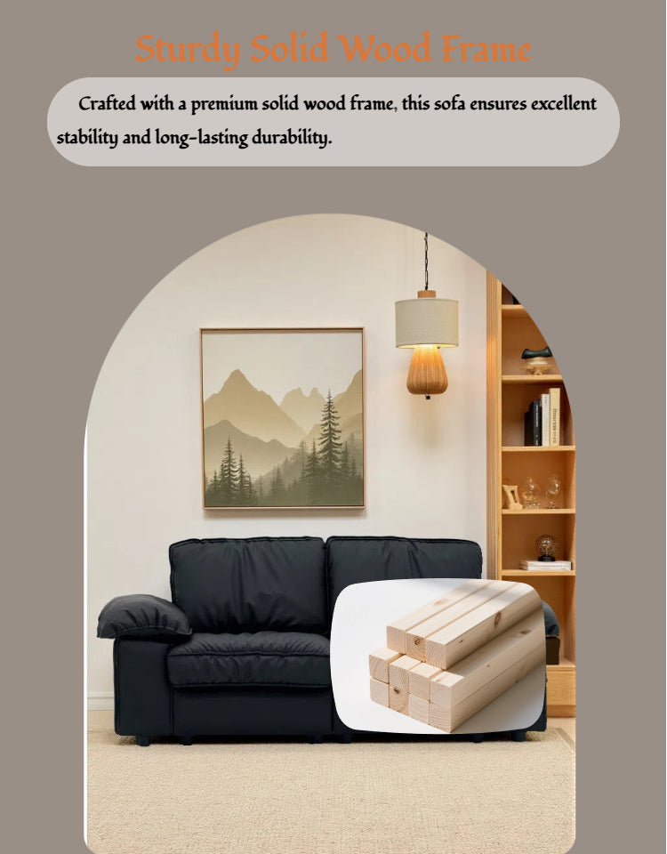 78.74" Black Faux Leather Compact Loveseat – 2-Seat Space-Saving Couch with Hidden Storage for Small Apartments/Studios