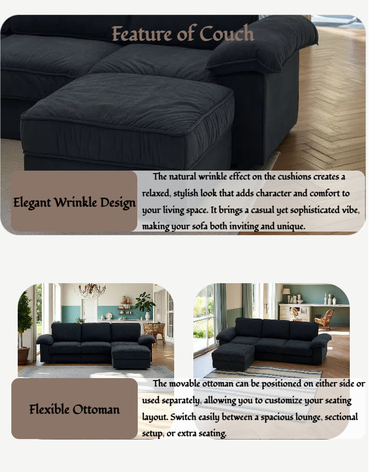 105.5" Upholstered L-Shaped Sectional Sofa with Storage – Modern Deep-Cushion Fabric Couch, Space-Saving for Apartments & Living Rooms