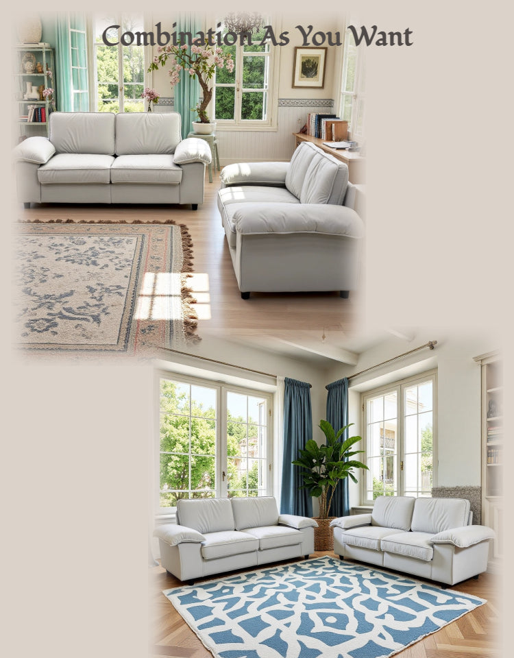 78.74" Space-Saving Storage Loveseat – Cream White Tow-Cushion Contemporary Couch with Hidden Storage for Living Rooms/Small Homes