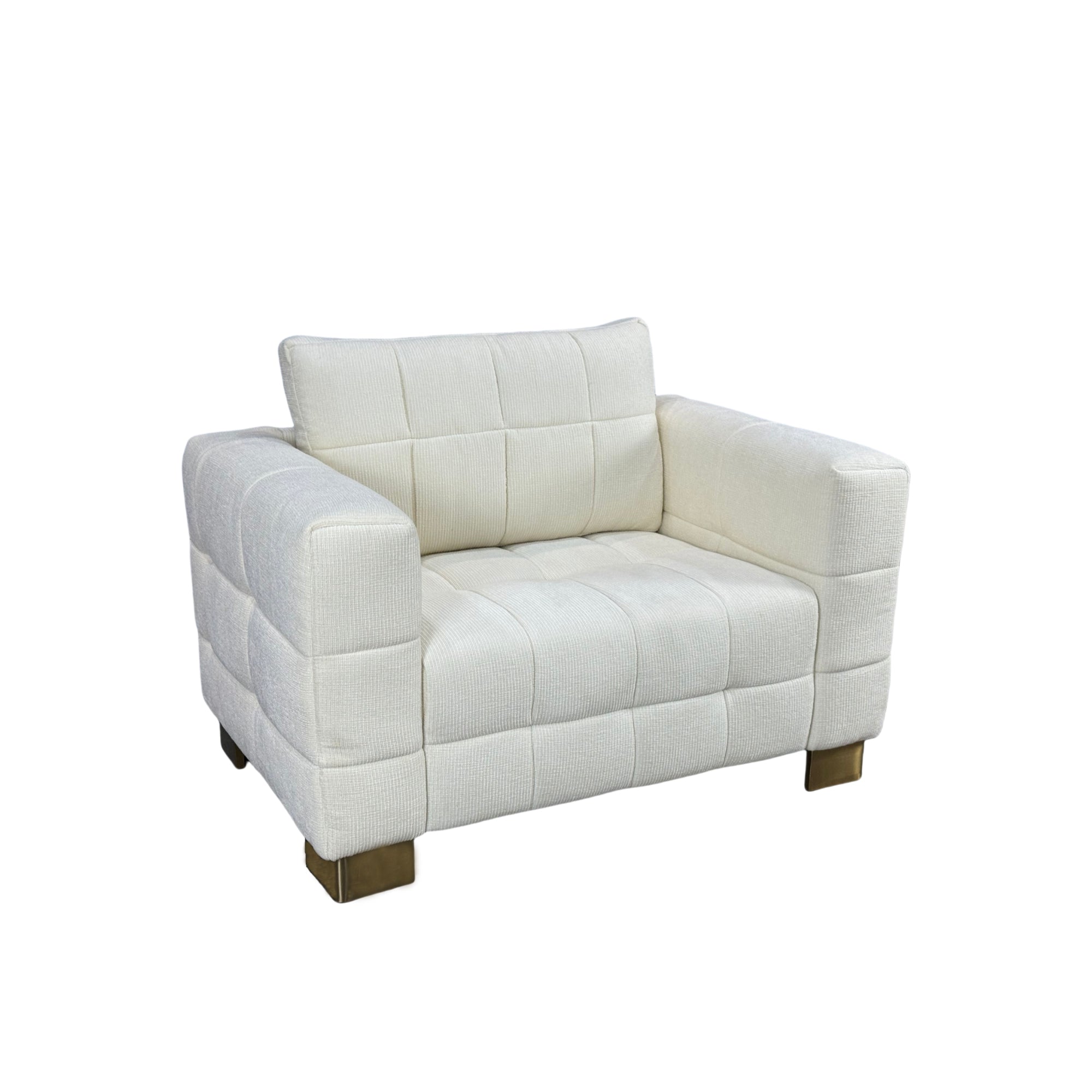 34.65 inches wide modern white plush sofa, stylish living room furniture